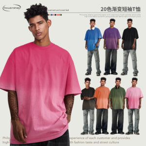 Wash water vintage unisex t-shirts oversized spray horse chestnut gradient streetwear tops