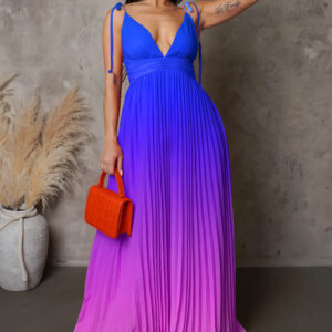 Summer strapless backless sexys trappy gradient color long dress