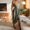 Backless elegant Scandinavian sexy V-neck high waist fashion strap European dress
