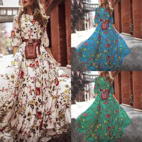 French Commuter Style Vintage A-Line Ruffle Flower Dress
