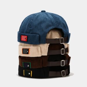 Landlord Hat Korean New Style Personalized Label Corduroy Yuppie Hat Men's Trendy Japanese Retro Melon Skin Cap Women