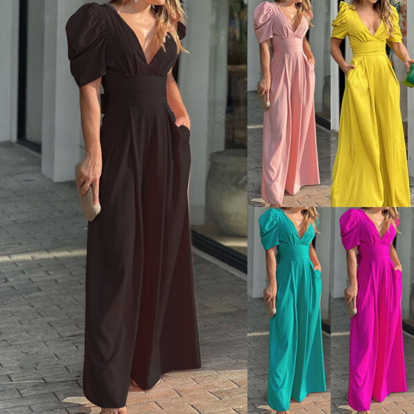 Short Sleeve Fashionable Elegant Plus Size Wide Leg European Jumpsuit