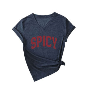 Spicy Short Sleeve V-Neck T-Shirt for Women with a Comfortable Fit