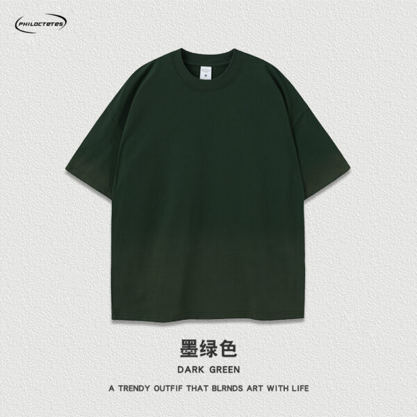 Wash water vintage unisex t-shirts oversized spray horse chestnut gradient streetwear tops - 图片 3