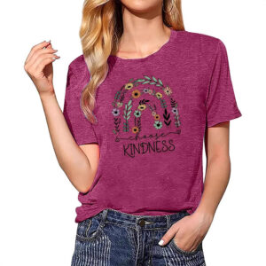 women loose print short sleeve T shirt