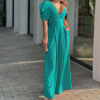 Short Sleeve Fashionable Elegant Plus Size Wide Leg European Jumpsuit - 图片 7