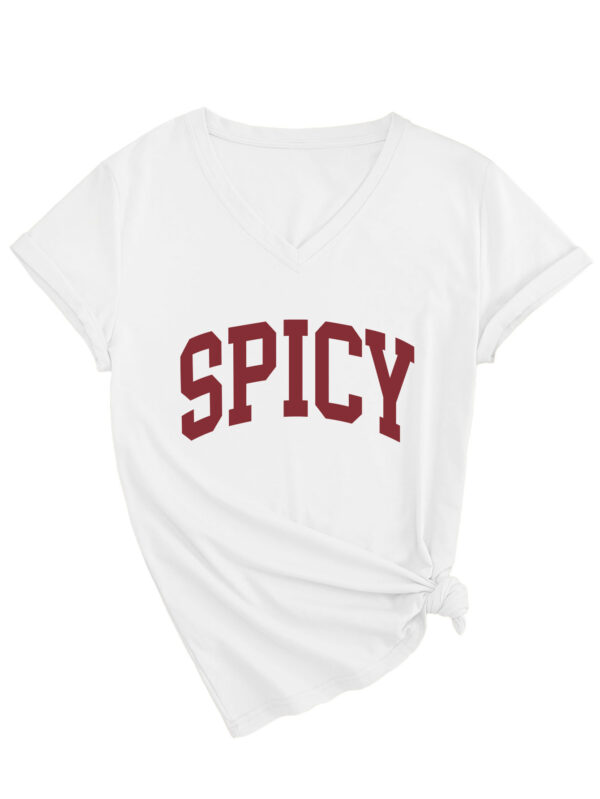 Spicy Short Sleeve V-Neck T-Shirt for Women with a Comfortable Fit - 图片 9