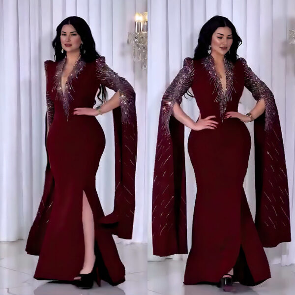 Light luxury, high-end fashion dress, hot diamond lady style slim dress - 图片 3
