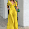 Short Sleeve Fashionable Elegant Plus Size Wide Leg European Jumpsuit - 图片 6
