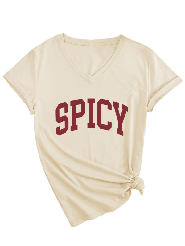 Spicy Short Sleeve V-Neck T-Shirt for Women with a Comfortable Fit - 图片 8