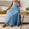 Backless elegant Scandinavian sexy V-neck high waist fashion strap European dress - 图片 5