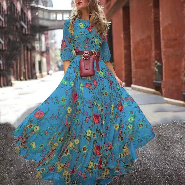 French Commuter Style Vintage A-Line Ruffle Flower Dress - 图片 4