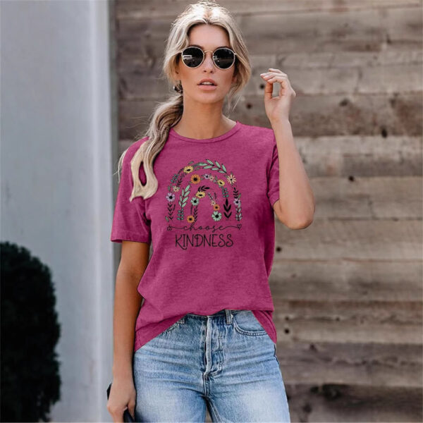 women loose print short sleeve T shirt - 图片 3