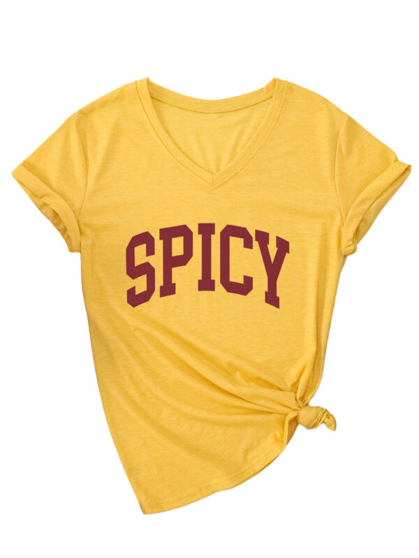 Spicy Short Sleeve V-Neck T-Shirt for Women with a Comfortable Fit - 图片 7
