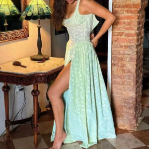 ladies sexy halter dress with a slim fit and high slit for women