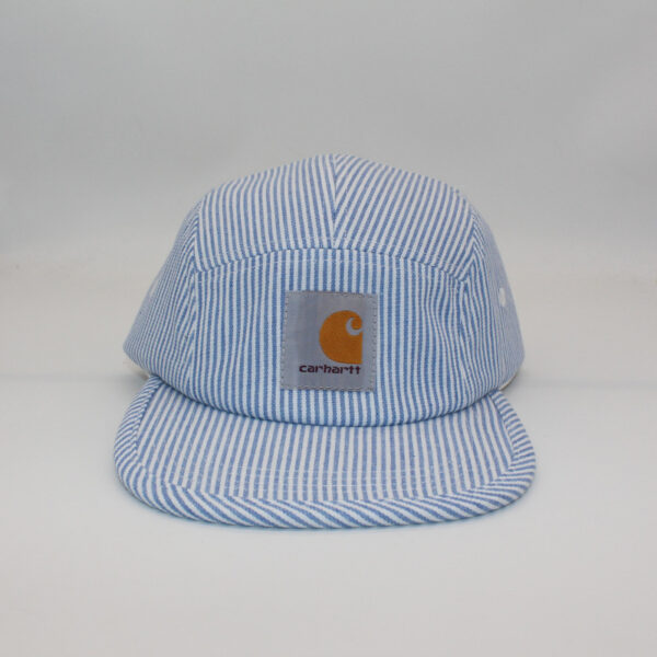 Stripe soft-top five-panel hat cotton breathable street dance hip hop flat brimmed cap unisex trendy skateboard cap - 图片 5