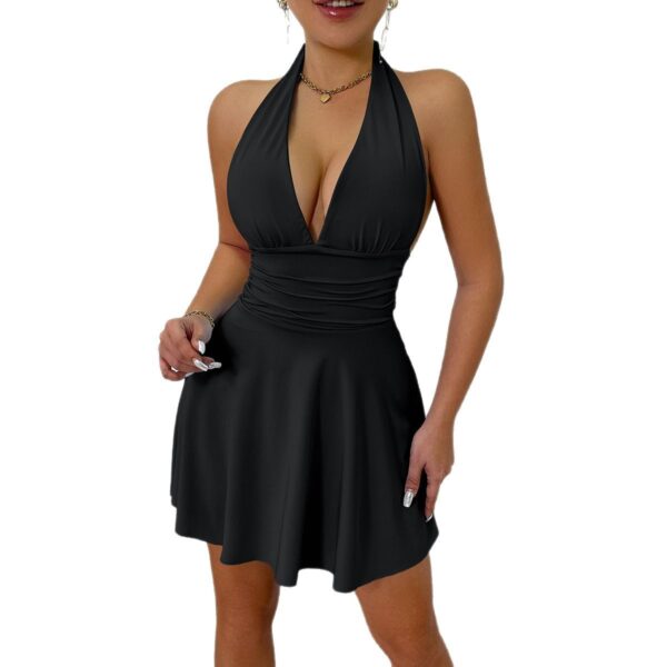 Strapless back V-neck tight mini skirt sexy dress - 图片 4