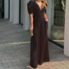 Short Sleeve Fashionable Elegant Plus Size Wide Leg European Jumpsuit - 图片 4