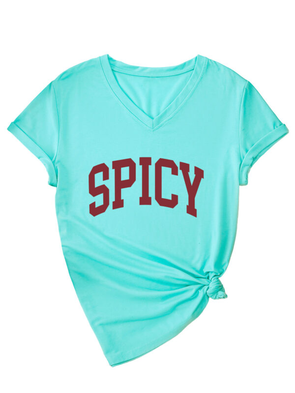 Spicy Short Sleeve V-Neck T-Shirt for Women with a Comfortable Fit - 图片 6