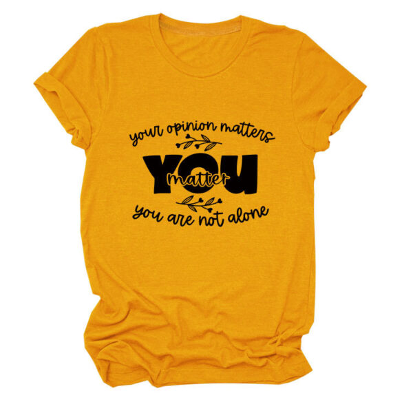 Stylish and Unique Your Opinion Lady Round Neck Short Sleeve T-Shirt - 图片 5