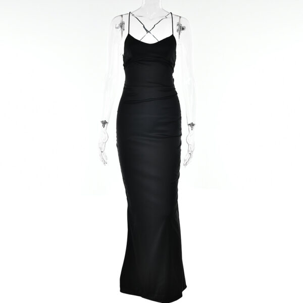 Sexy Strapless Satin Dress Fall Fashion Backless Tie-Dye Waist-Nipple Maxi Skirt - 图片 4