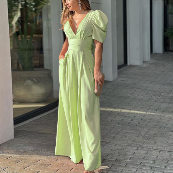 Short Sleeve Fashionable Elegant Plus Size Wide Leg European Jumpsuit - 图片 2