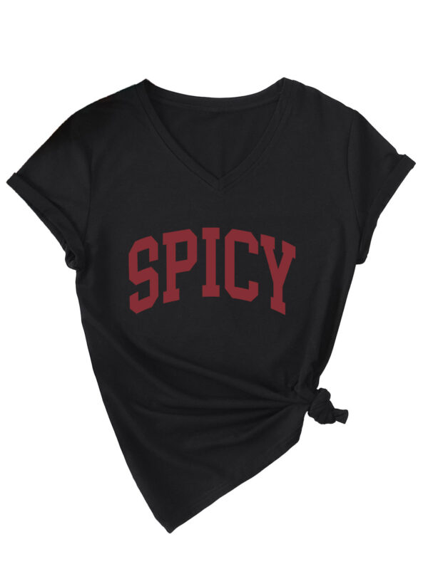 Spicy Short Sleeve V-Neck T-Shirt for Women with a Comfortable Fit - 图片 4