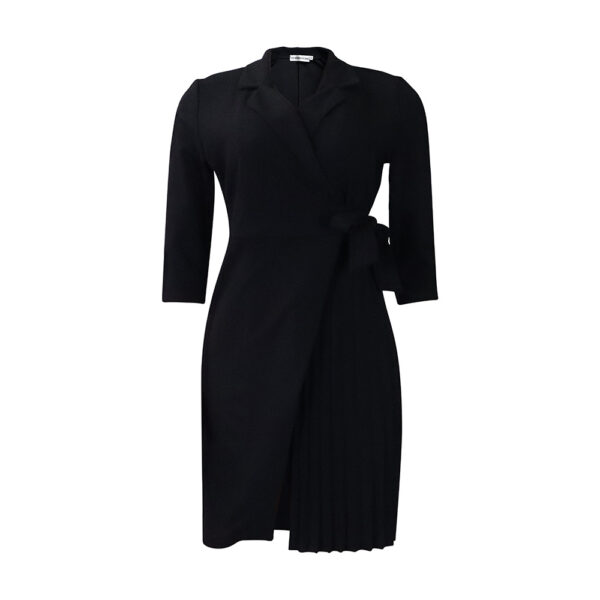 Fashionable suit collar strap cinched waist pleated African dress - 图片 8