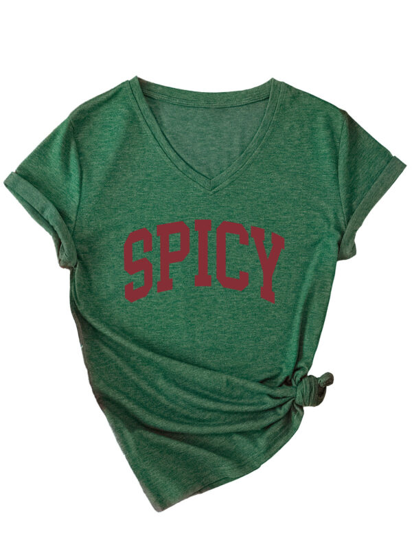 Spicy Short Sleeve V-Neck T-Shirt for Women with a Comfortable Fit - 图片 3