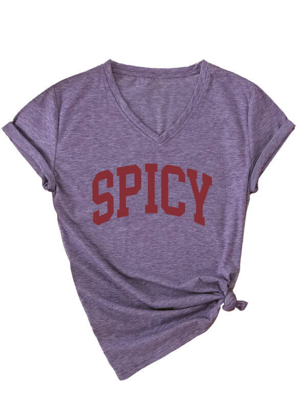 Spicy Short Sleeve V-Neck T-Shirt for Women with a Comfortable Fit - 图片 2