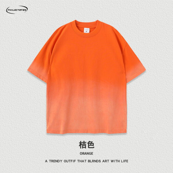 Wash water vintage unisex t-shirts oversized spray horse chestnut gradient streetwear tops - 图片 10